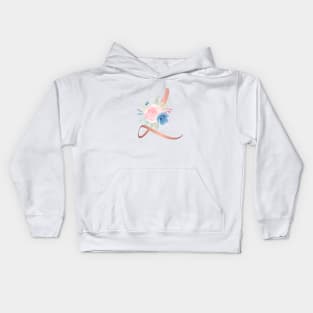 Letter L Rose Gold and Watercolor Blush Pink and Navy Kids Hoodie